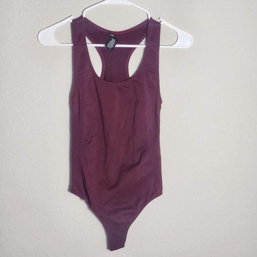 SoHo Girls Burgundy Racerback Bodysuit One Size Stretch Sleeveless Tank Top